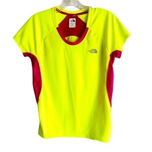The North Face Neon Yellow and Pink Short Sleeve Tee